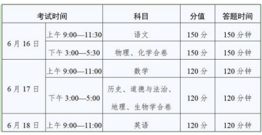 甘肃省中考时间2024具体时间