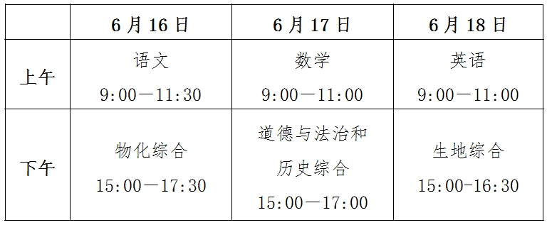 2024陇南中考时间是几月几号 中考时间2024具体时间表